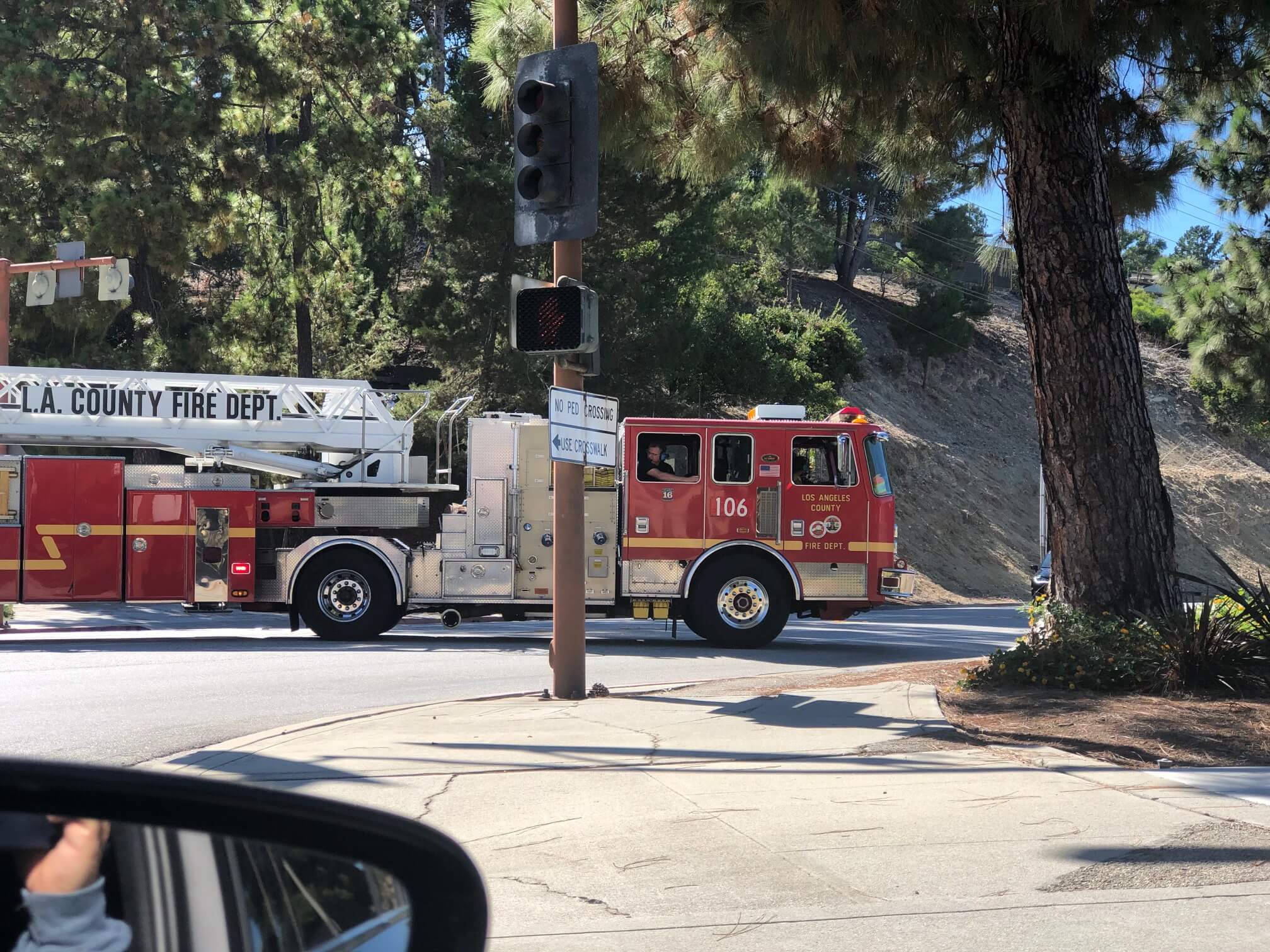 Fire and ladder truck in Rancho Palos Verdes, CA